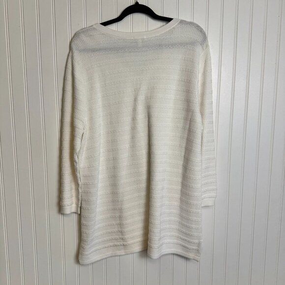 Talbots White 100% Cotton V-Neck Sweater Tunic H24 - Picture 3 of 4